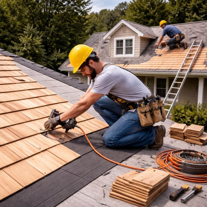 Natural Wood Roof Installation in Fredericksburg, VA